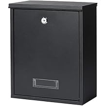 Jssmst Locking Mailbox for Outside, Key Lock Wall Mount Mailboxes Large, Security Drop Box with Lock, 16.2H x 11.22L x 4.72W Inches, Black XLarge